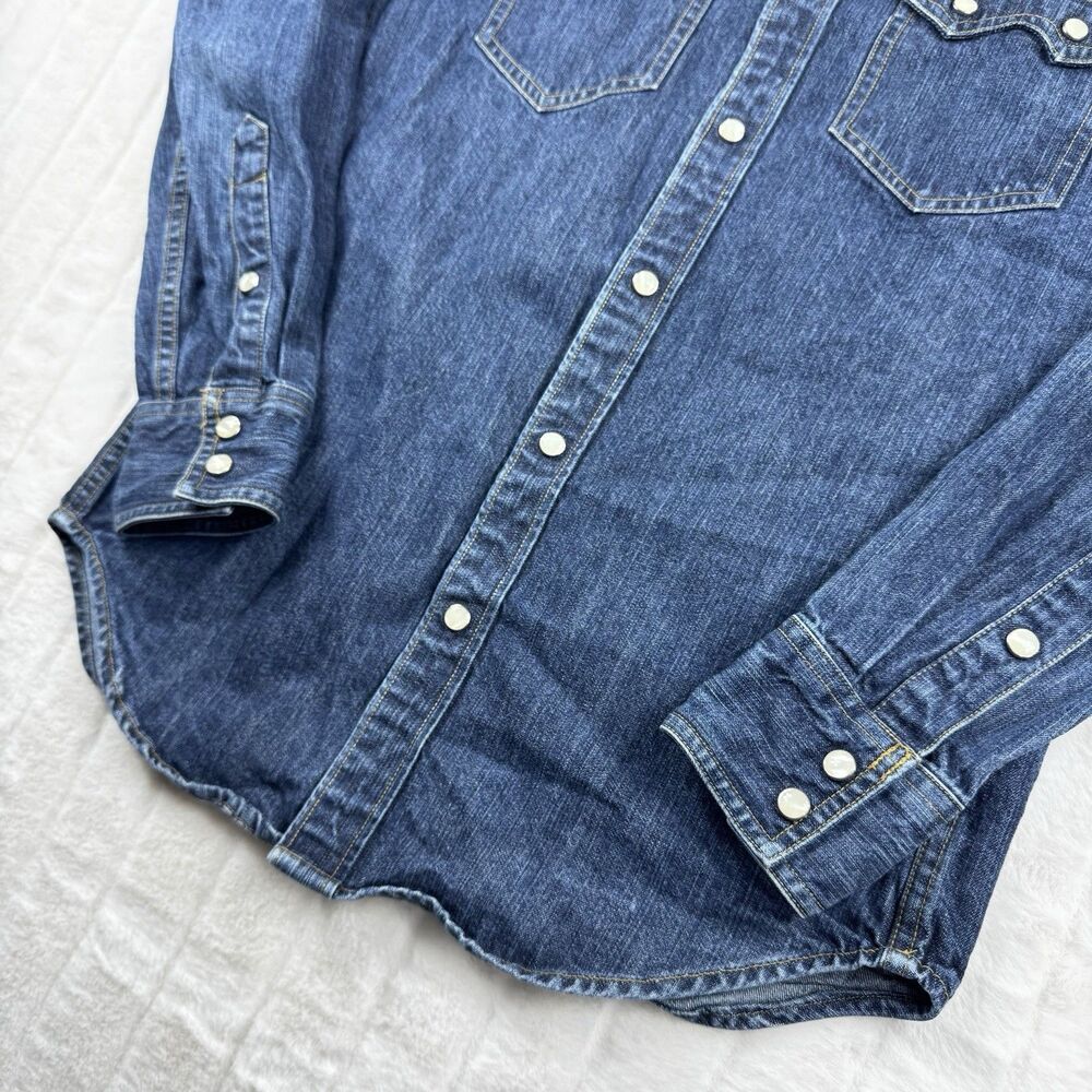 J Crew Denim Pearl Snap Shirt Men's XS Authentic Workwear Western SawTooth RARE - Picture 11 of 15